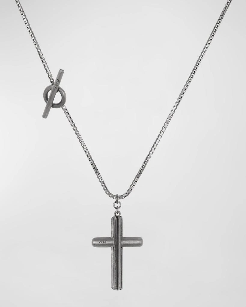 Marco Dal Maso Men's Oxidized Sterling Silver Acies Enamel Cross Necklace 1