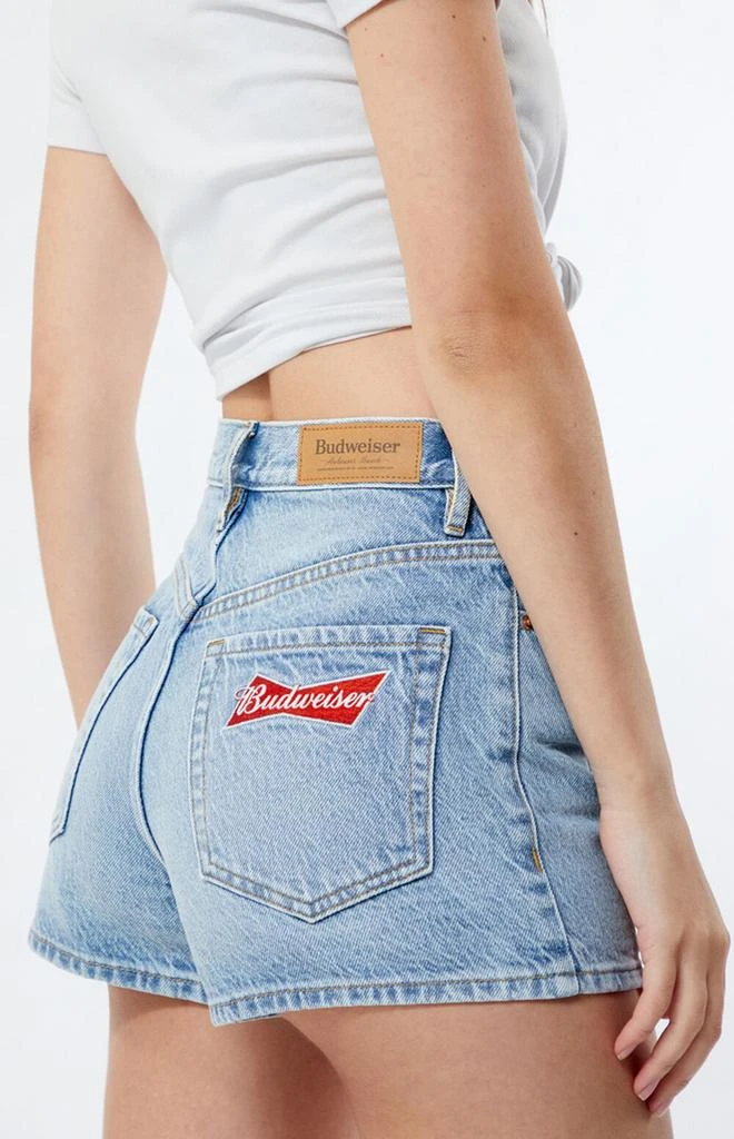 Budweiser By PacSun Medium Blue Hopps Vintage High Waisted Denim Shorts 2