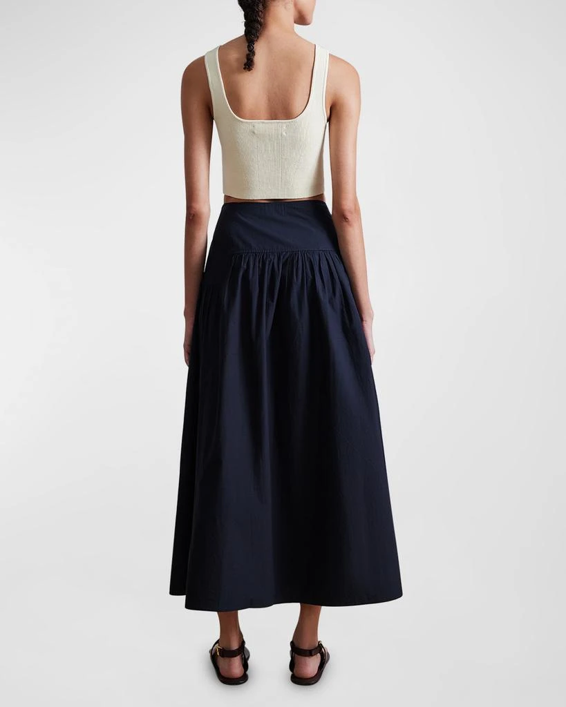 Apiece Apart Nora Asymmetric Ruched Poplin Maxi Skirt 3