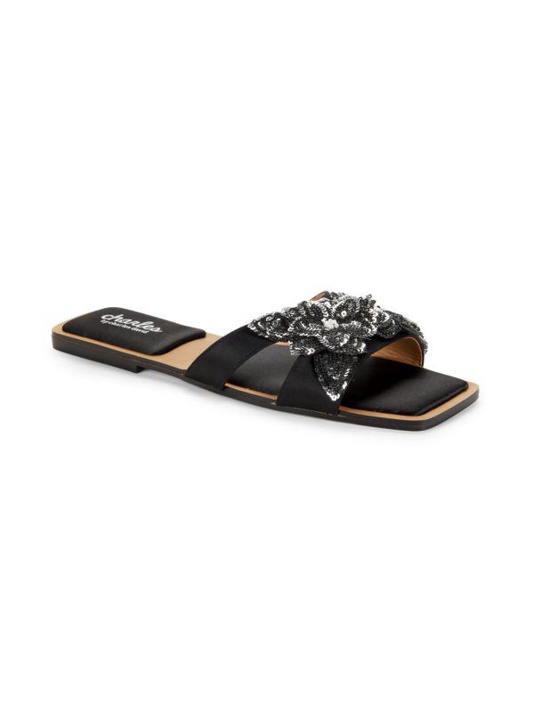 Charles David Ordly Sequin Flower Flat Sandals