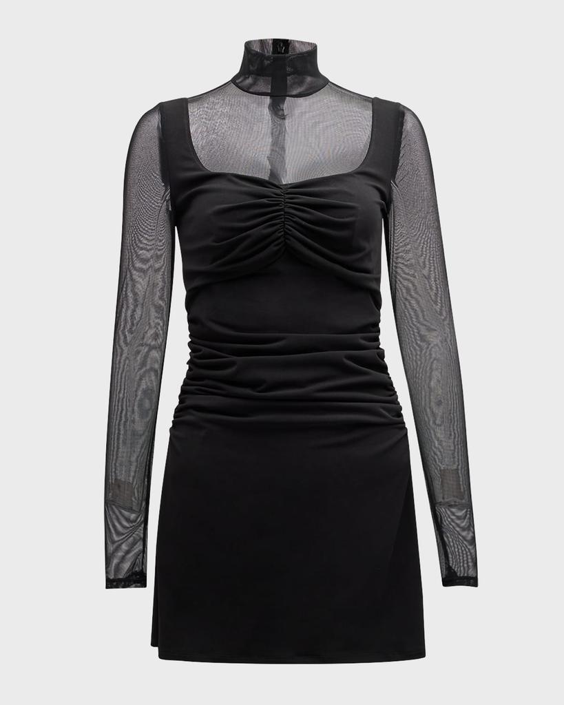 Cinq a Sept Beren Slim Mesh Turtleneck Mini Dress