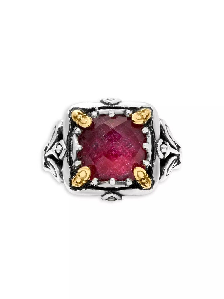 Konstantino Alcea Sterling Silver, 18K Yellow Gold &amp; Ruby Doublet Ring