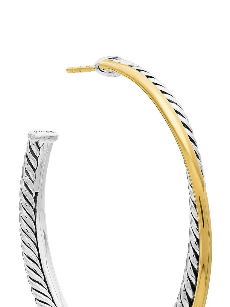 David Yurman Crossover Hoop Earrings in Sterling Silver with 18K Yellow Gold, 44mm 6