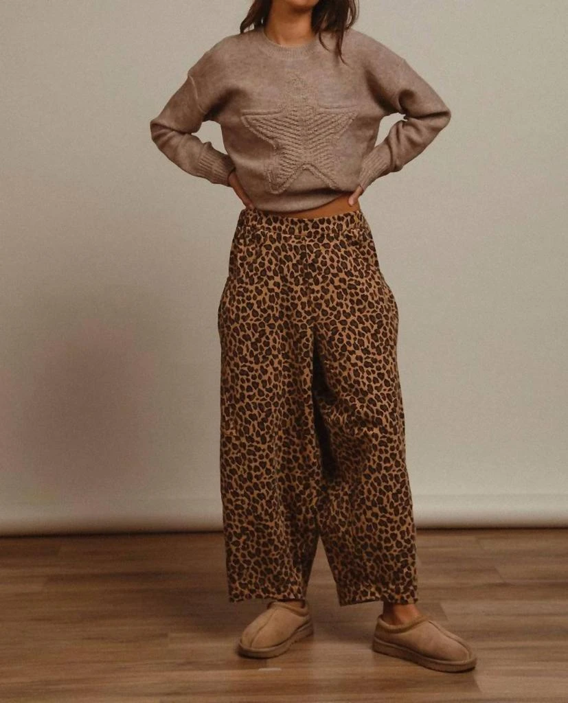 BiBi Bibi - Lorraine Washed Leopard Denim Mid RIse Barrel Pants 3