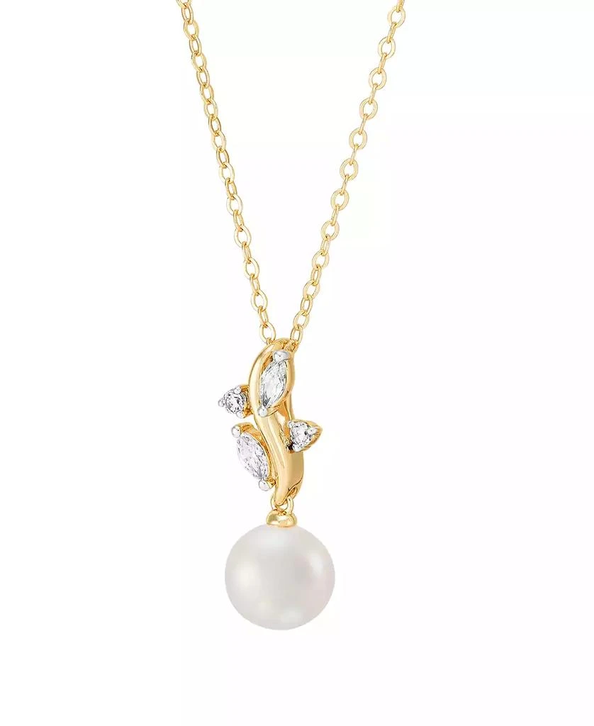 Macy
s 2-Pc. Cultured Freshwater Pearl (7-8mm)
White Cubic Zirconia Drop Earrings and Pendant Necklace Set in 14k Yellow Gold Over Sterling Silver 4