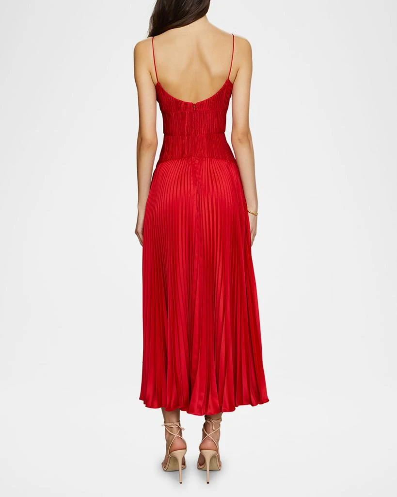 AMUR Cherry Pleated Drop-Waist Midi Dress 3
