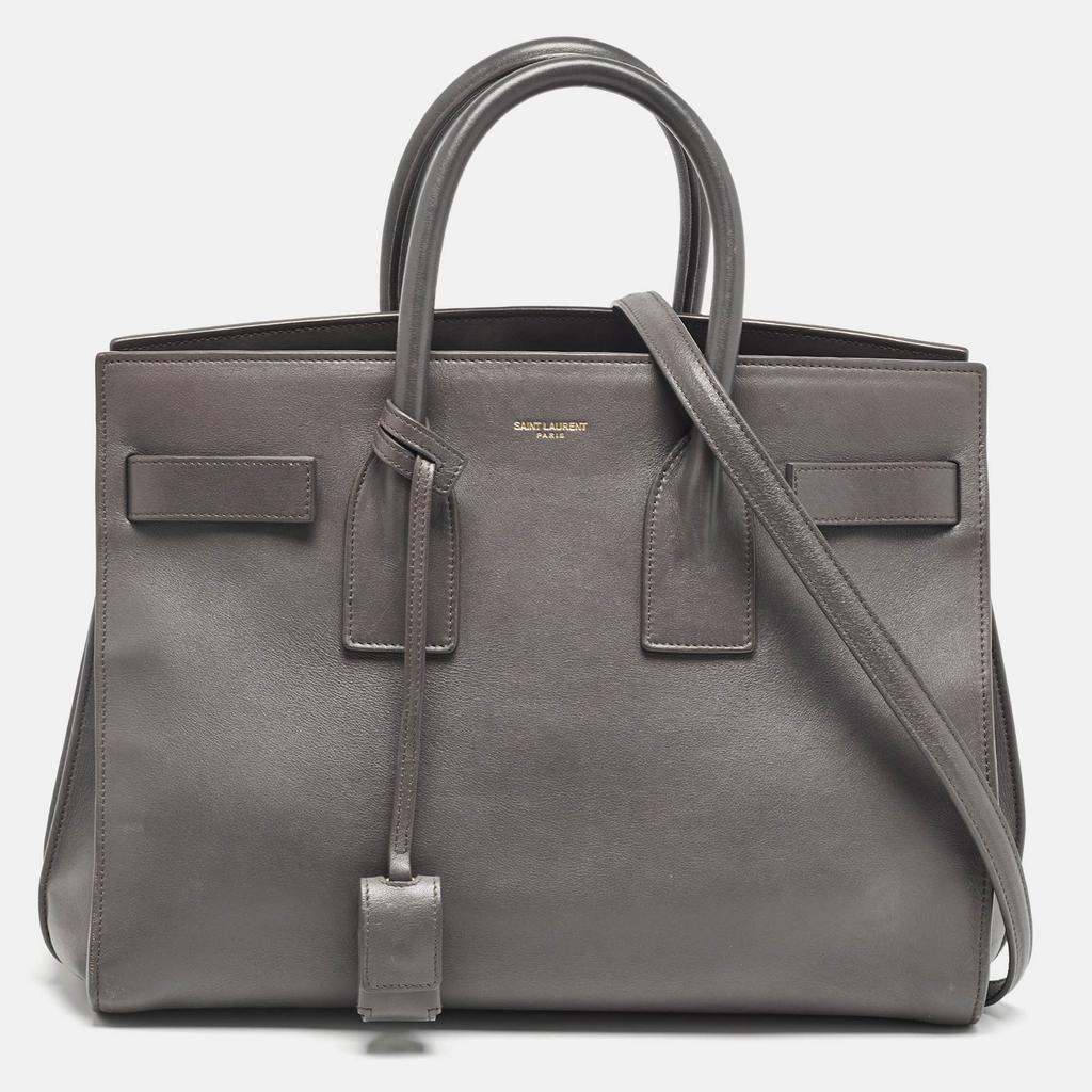 Saint Laurent Saint Laurent Grey Leather Small Classic Sac De Jour Tote