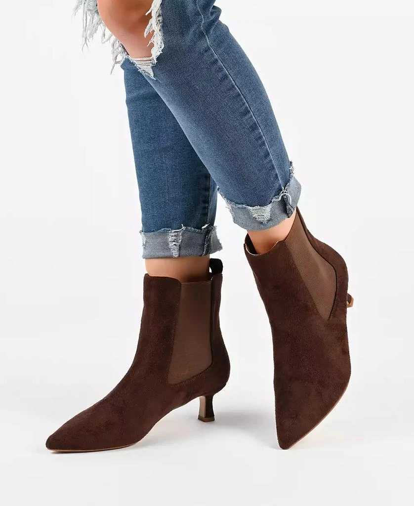 Journee Collection Women's Tenlee Wide Width Pointed Toe Kitten Heel Dress Booties 6