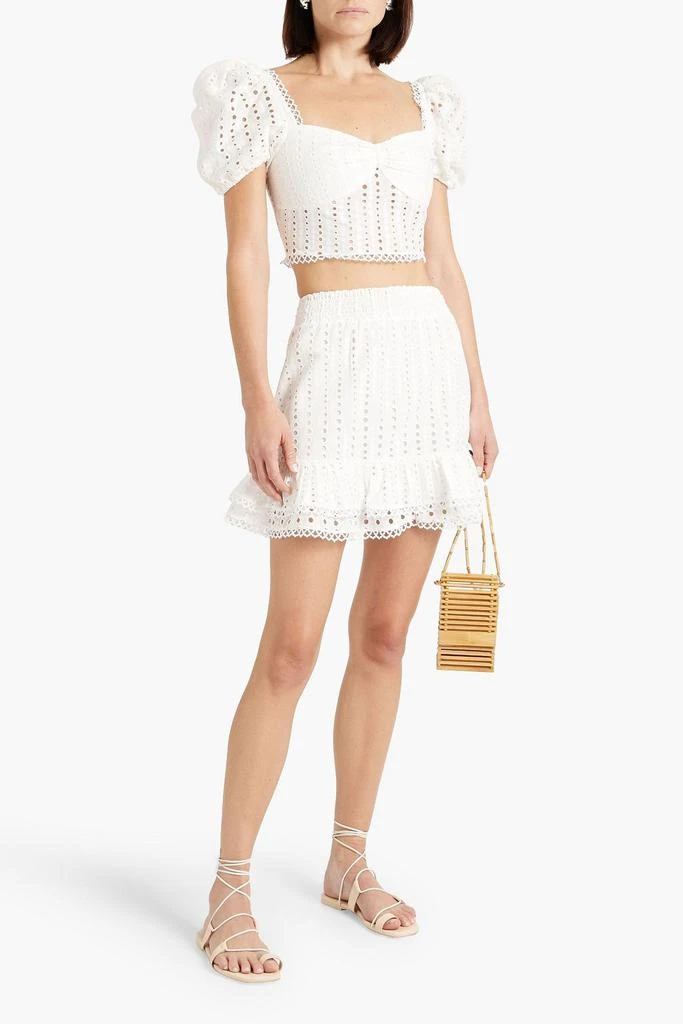 Charo Ruiz Ibiza Ruffled broderie anglaise cotton-blend mini skirt 2