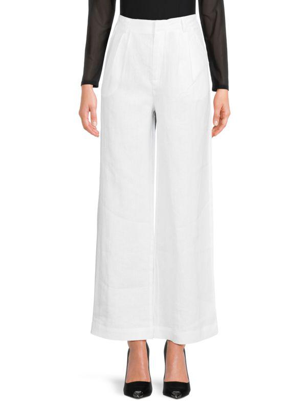 Saks Fifth Avenue 100% Linen Wide-Leg Trousers