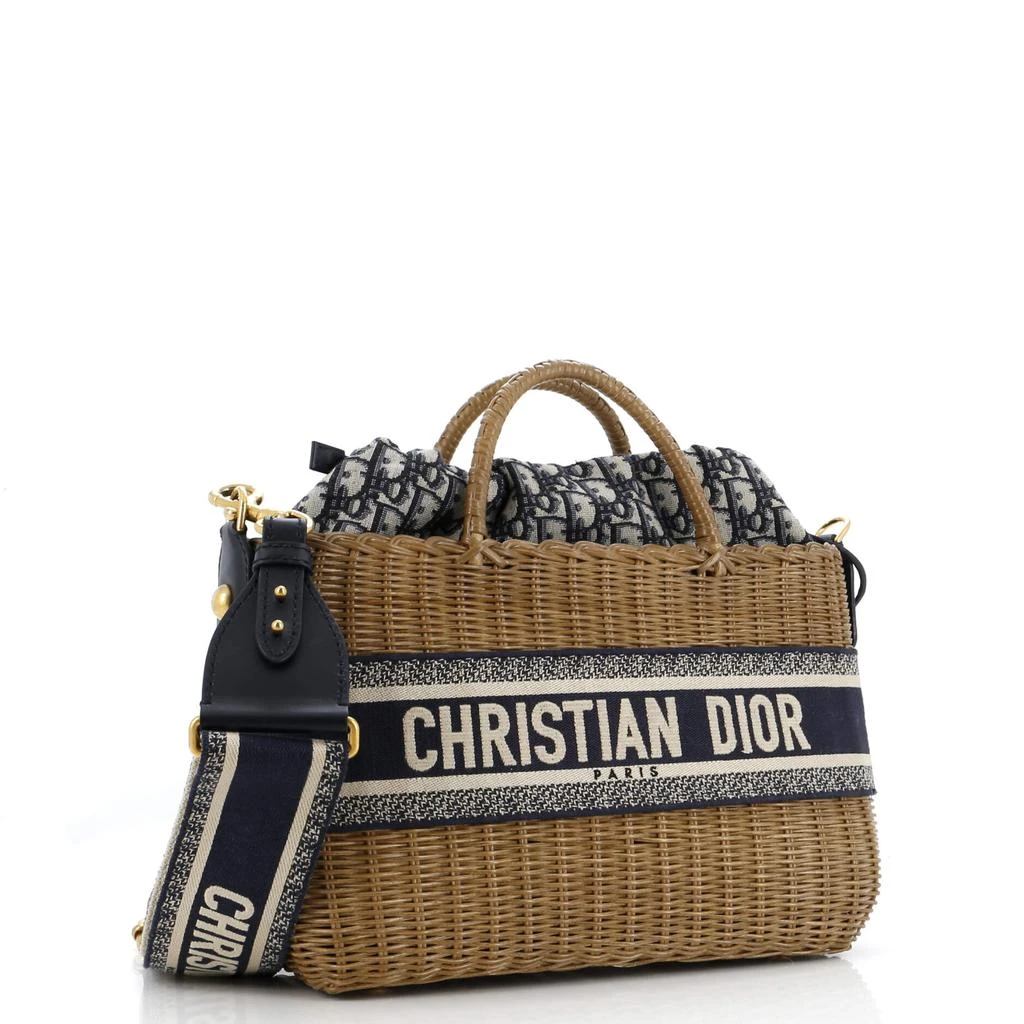 Dior Basket Bag Wicker and Oblique Canvas Large 2