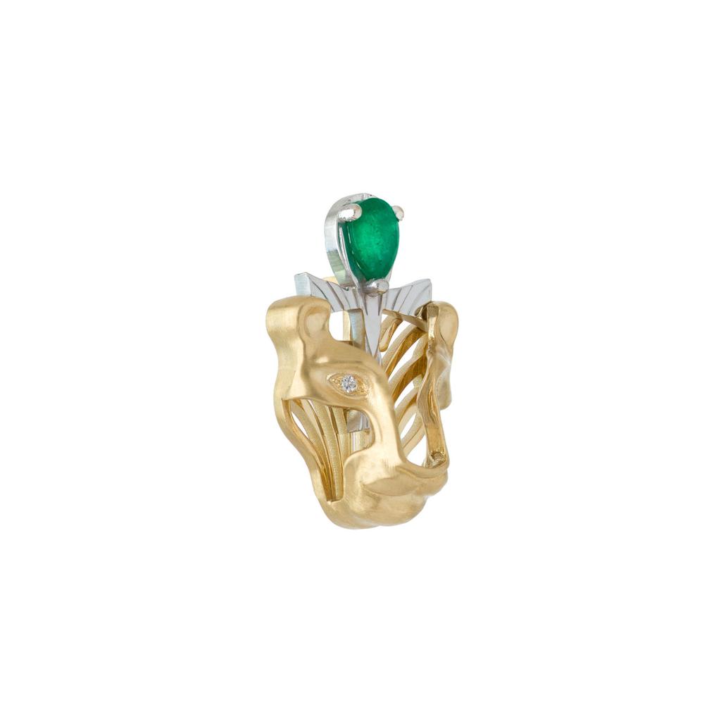 Mozafarian Diamond and emerald leo pendant