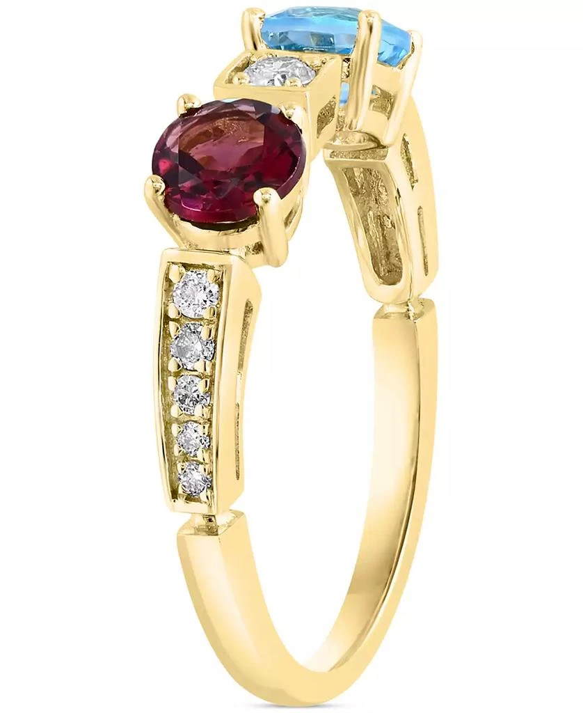 LALI Jewels Swiss Blue Topaz (3/4 ct. t.w.), Rhodolite (1/6 ct. t.w.) 
Diamond (1/6 ct. t.w.) Ring in 14k Yellow Gold 2