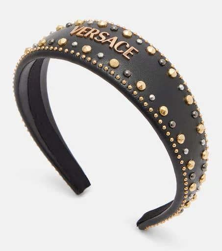 Shop Logo embellished leather headband on Sale at  display picture 3