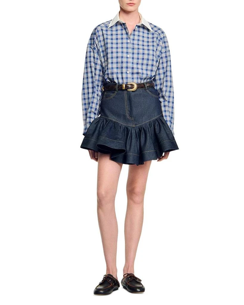 Sandro Ruffled Mini Denim Skirt 2