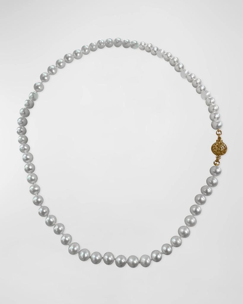 Stephen Dweck White Pearl Necklace with Signature Flower Clasp in 18K Gold 2