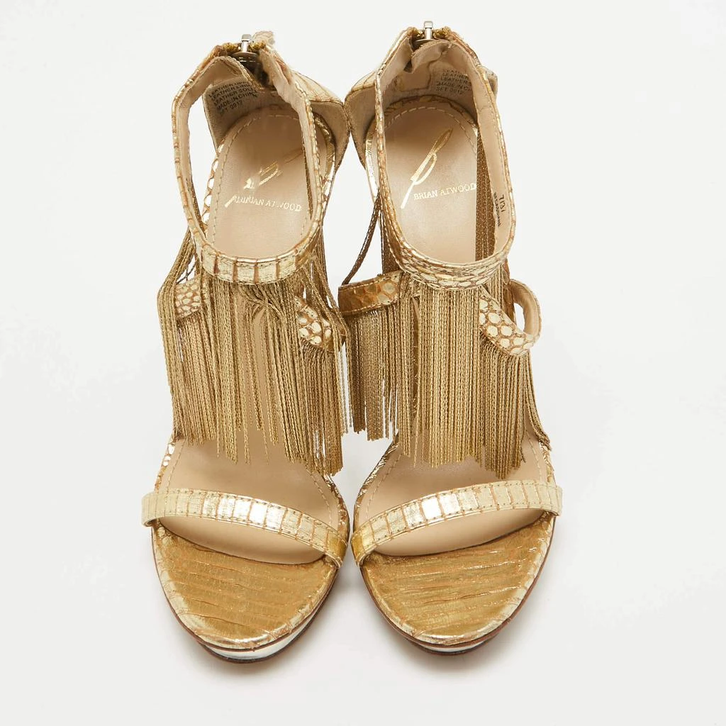 Brian Atwood Brian Atwood Gold Leather Ankle Strap Sandals Size 37.5 3