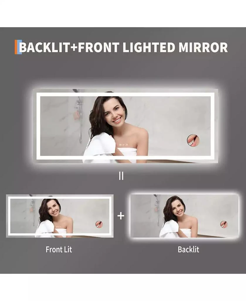 Homfan LED Bathroom Mirror 60 24, Dimmable Front 
Back Lights, Anti-Fog, Shatter-Proof, Memory, 3X Magnifier Bathroom Vanity Mirror for Wall 6