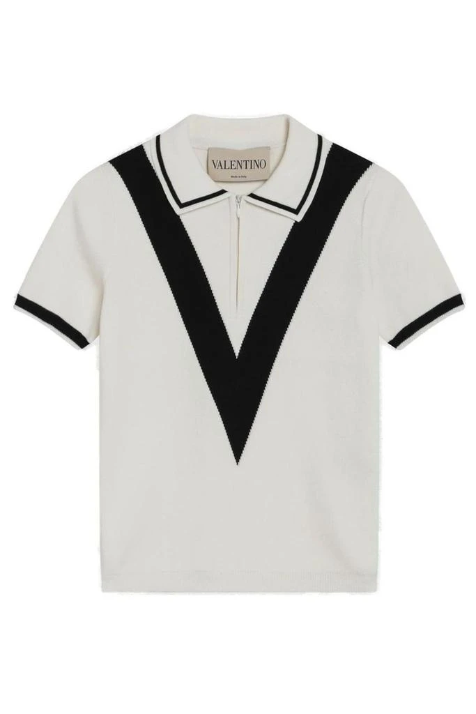 Valentino Valentino Zip Detailed Short-Sleeved Knitted Top from Cettire