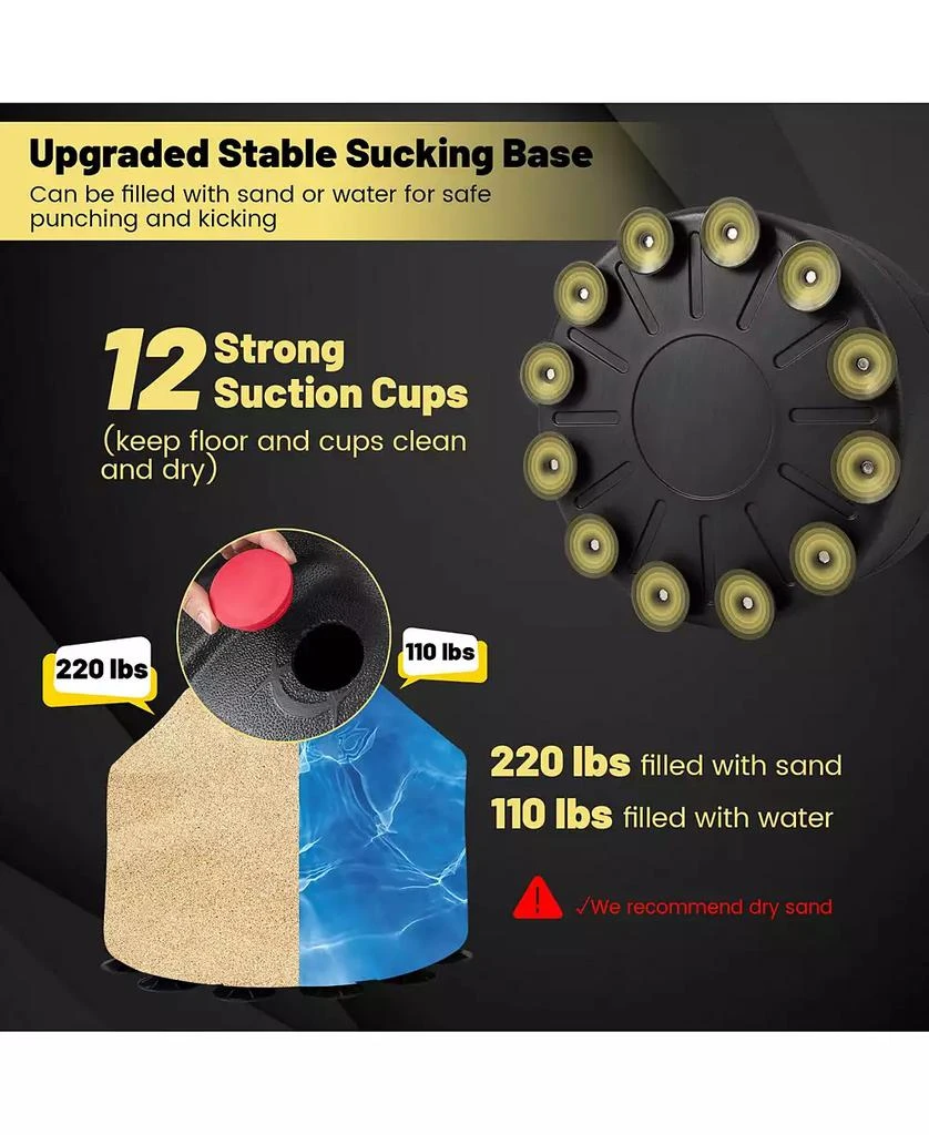 GOUUN Freestanding Punching Bag Kickboxing Bag with Stand and Suction Cup Base 8