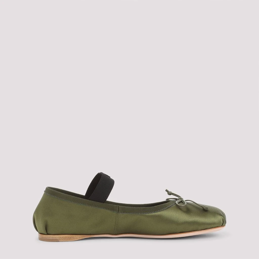 Miu Miu Olive Green Satin Ballerinas 1