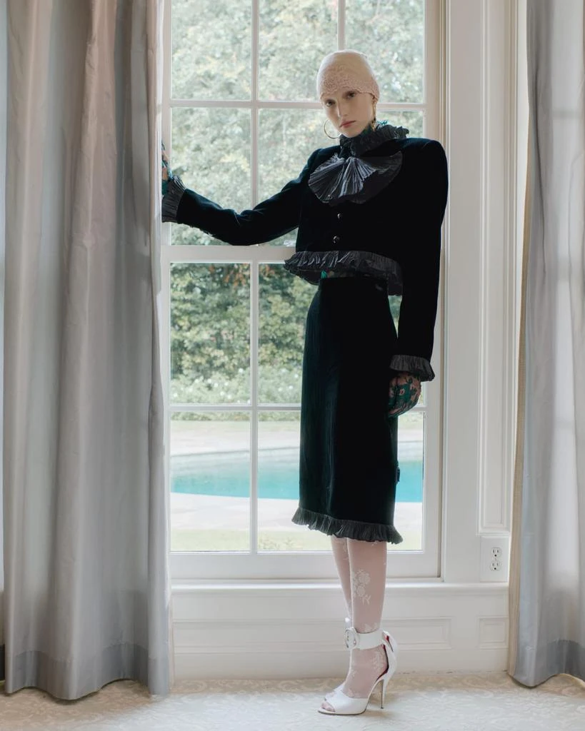 Valentino Pleated Ruffle Velvet Crop Jacket 5