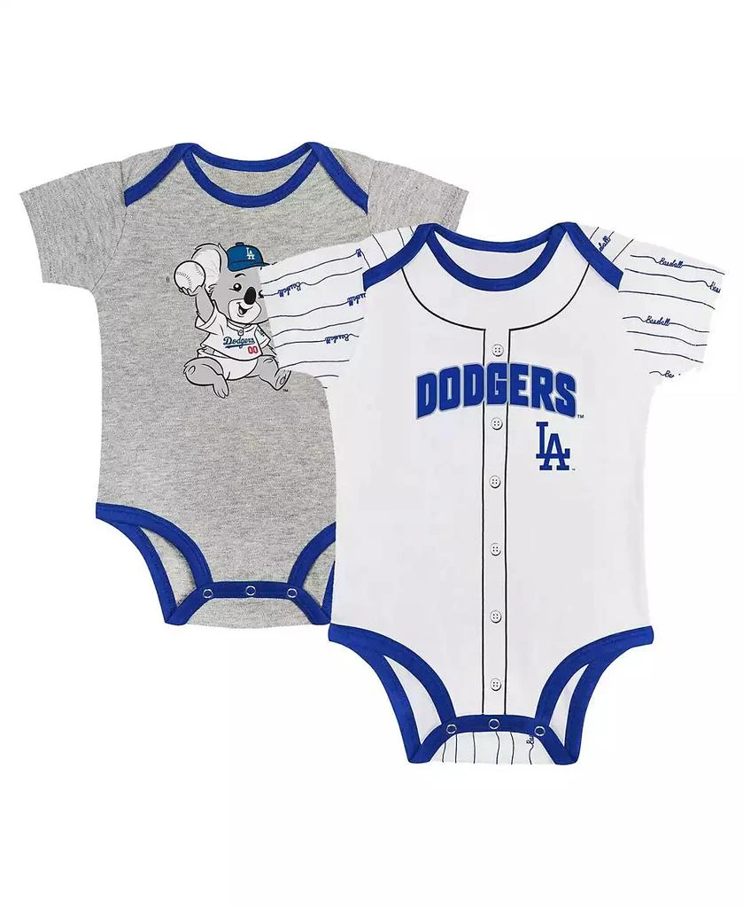 Outerstuff Baby Gray/White Los Angeles Dodgers Two-Pack Play Ball Bodysuit Set 1