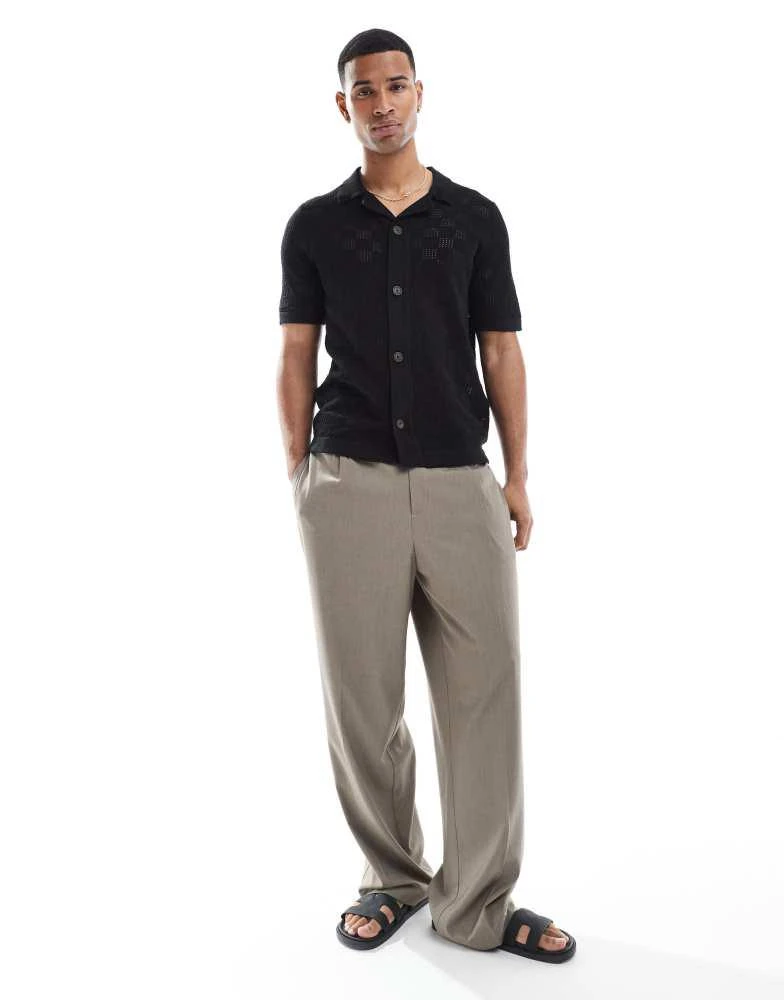 Only & Sons ONLY & SONS check crochet shirt in black 3