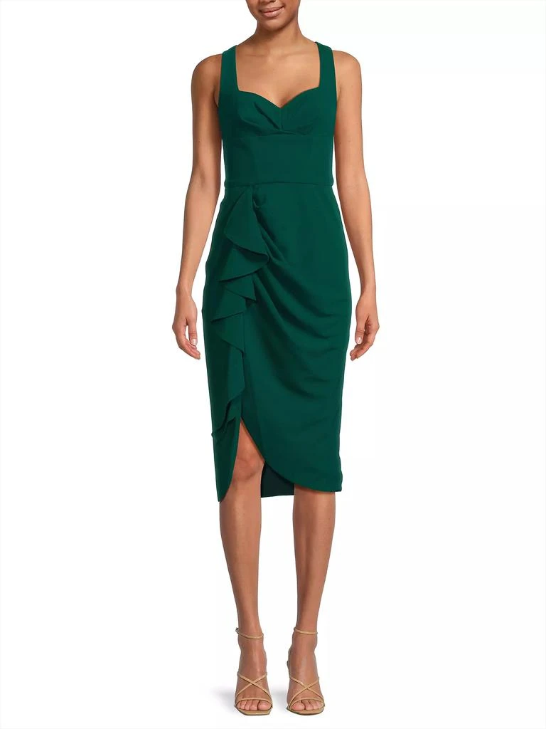 Black Halo Lucetta Stretch-Crepe Sheath Midi-Dress 3
