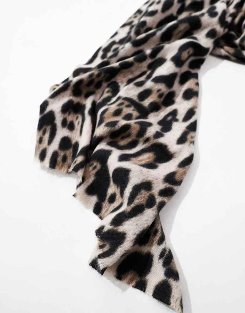 ASOS ASOS DESIGN oversized leopard print scarf 2