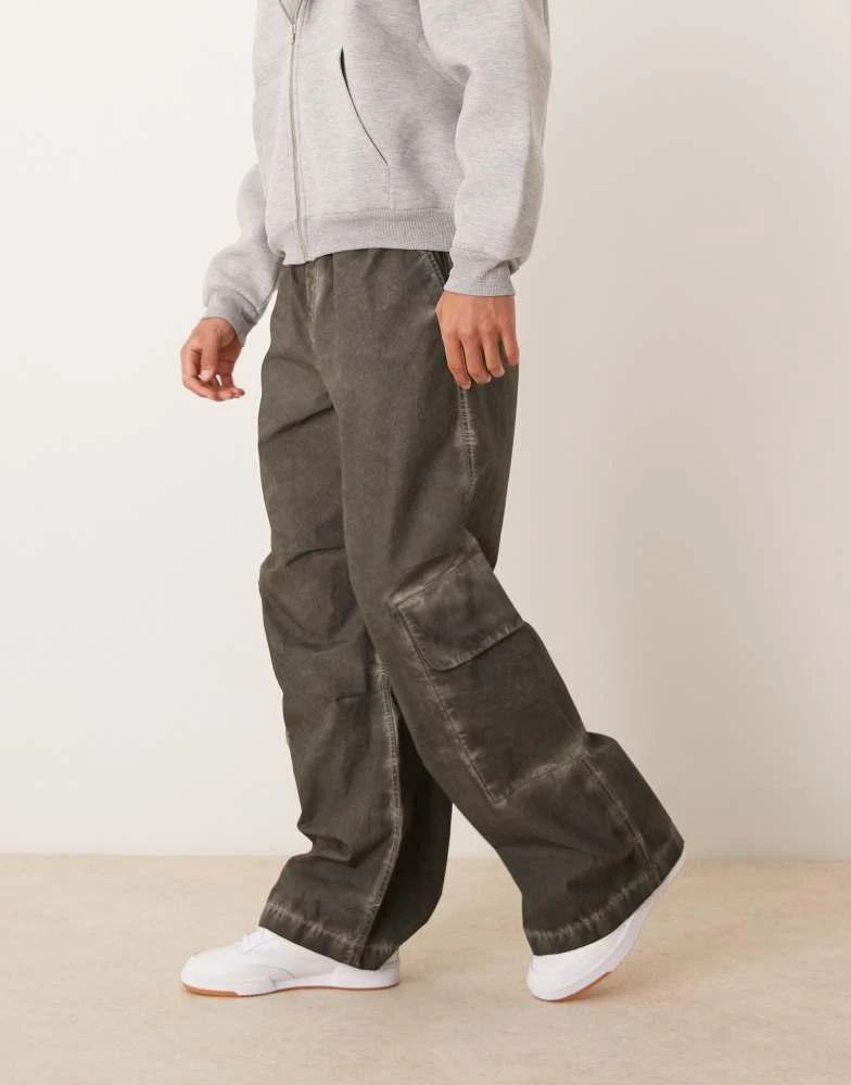 ASOS ASOS DESIGN super baggy cargo trousers in heavy black wash 2