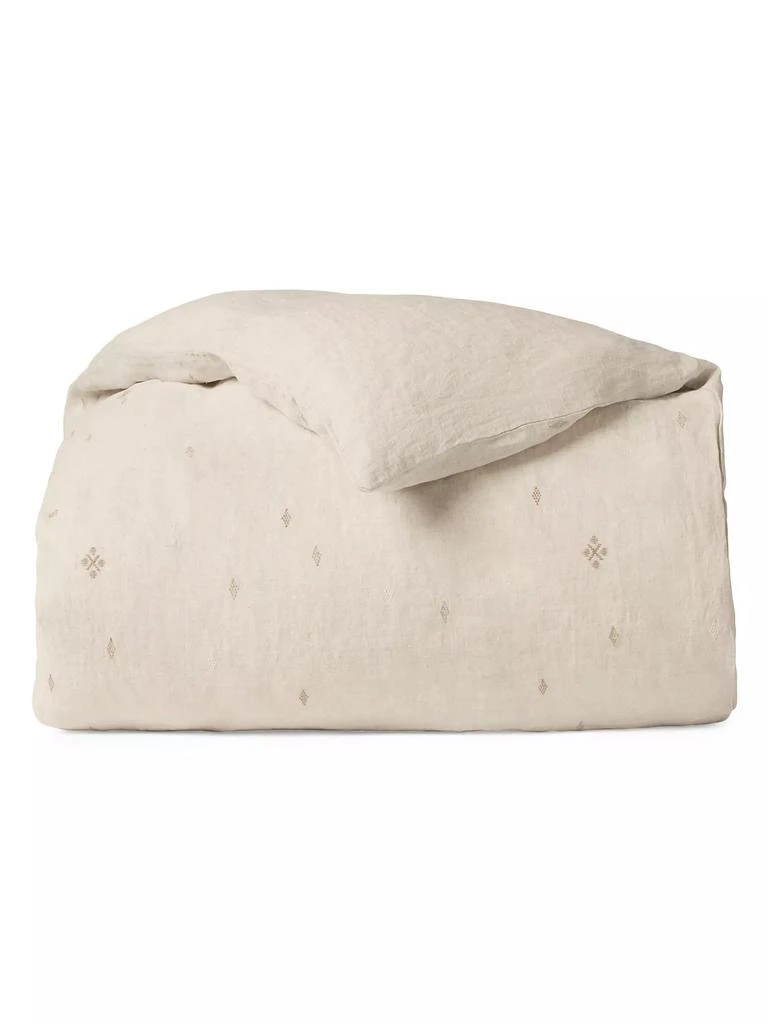 Coyuchi Cambria Embroidered Organic Linen Duvet Cover 1