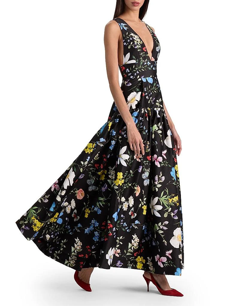 Alice + Olivia Lila Floral Structured Fit 
Flare Gown 4