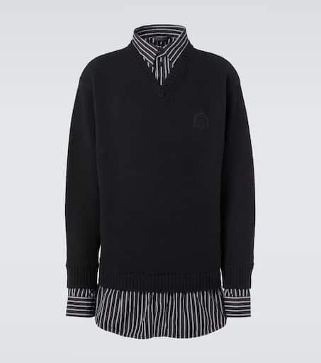 Balenciaga Layered wool and cotton poplin sweater 1