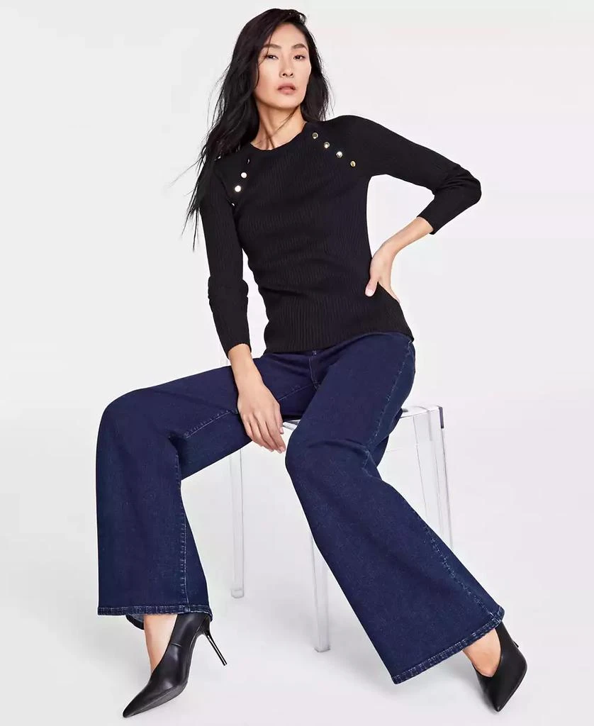 INC International Women's Button-Shoulder Raglan-Sleeve Sweater, Created for Macy's 1