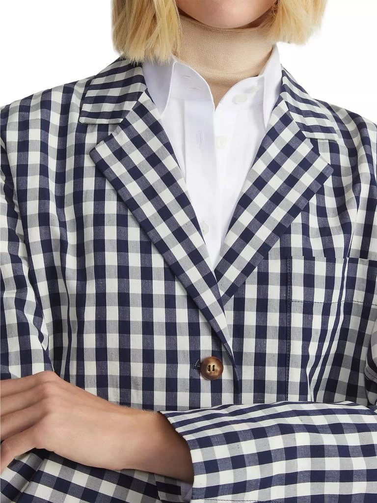 Lafayette 148 New York Gingham Crinkle Cotton-Linen Blazer 4