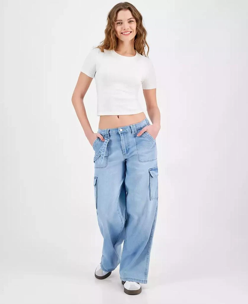 Celebrity Pink Juniors' Mid-Rise Wide-Leg Cargo Jeans 1