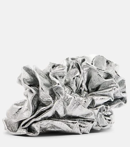 Dries Van Noten Ruffled metallic leather clutch 4