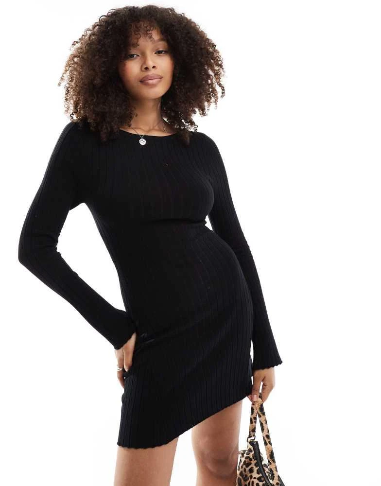 brown knit top dress Mia cotton rib knit dress main image 0