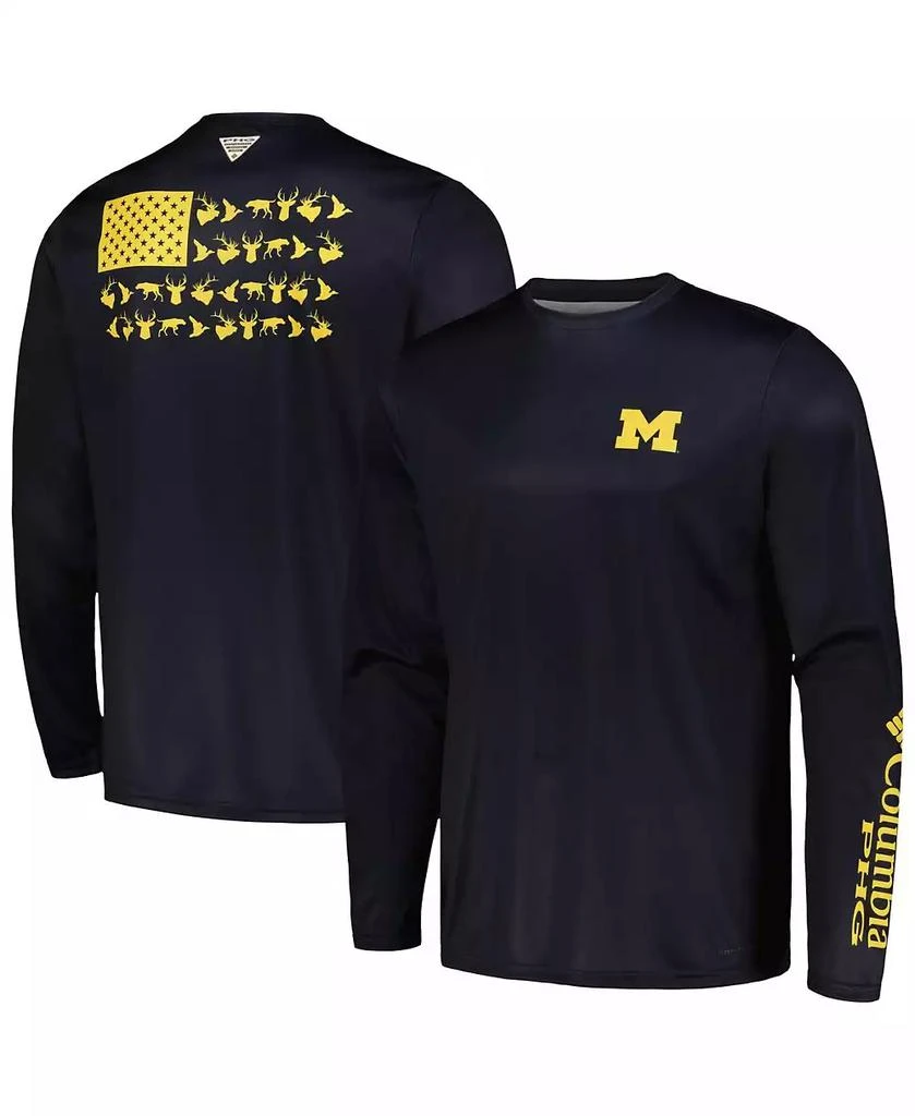 Columbia Men's Navy Michigan Wolverines Terminal Shot Omni-Shade Long Sleeve T-shirt 1