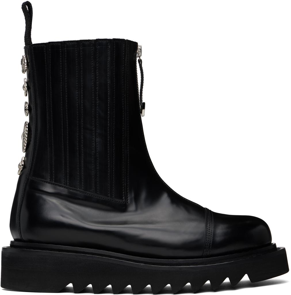 Toga Virilis Black Graphic Hardware Chelsea Boots - Shoes