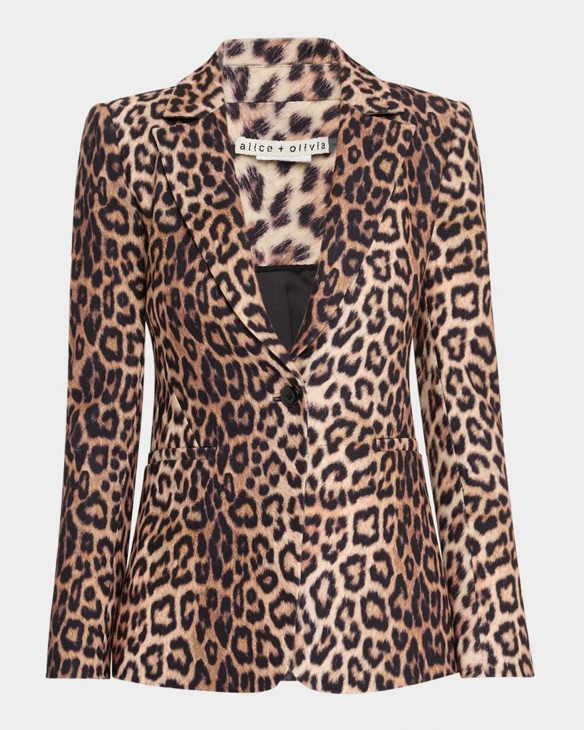Alice + Olivia Macey Leopard Fitted Blazer 1