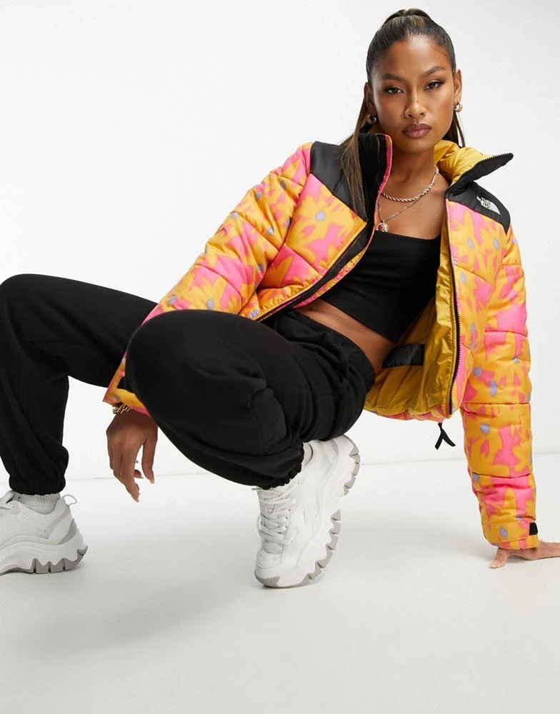The North Face The North Face Saikuru cropped puffer in yellow flower print Exclusive at ASOS 4
