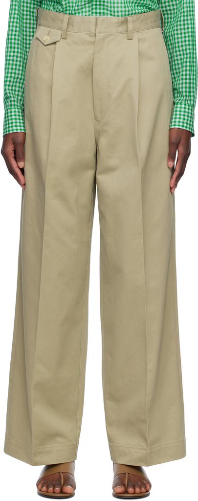 Shop Khaki Washed Finx Chino One-Tuck Trousers on Sale at Shop Khaki Washed Finx Chino One-Tuck Trousers on Sale at