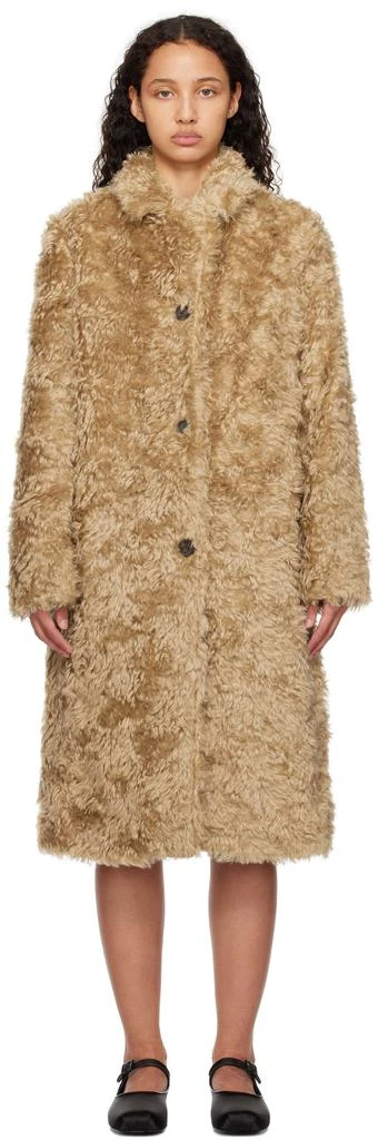Sandy Liang Brown Marmalade Faux-Fur Coat 1