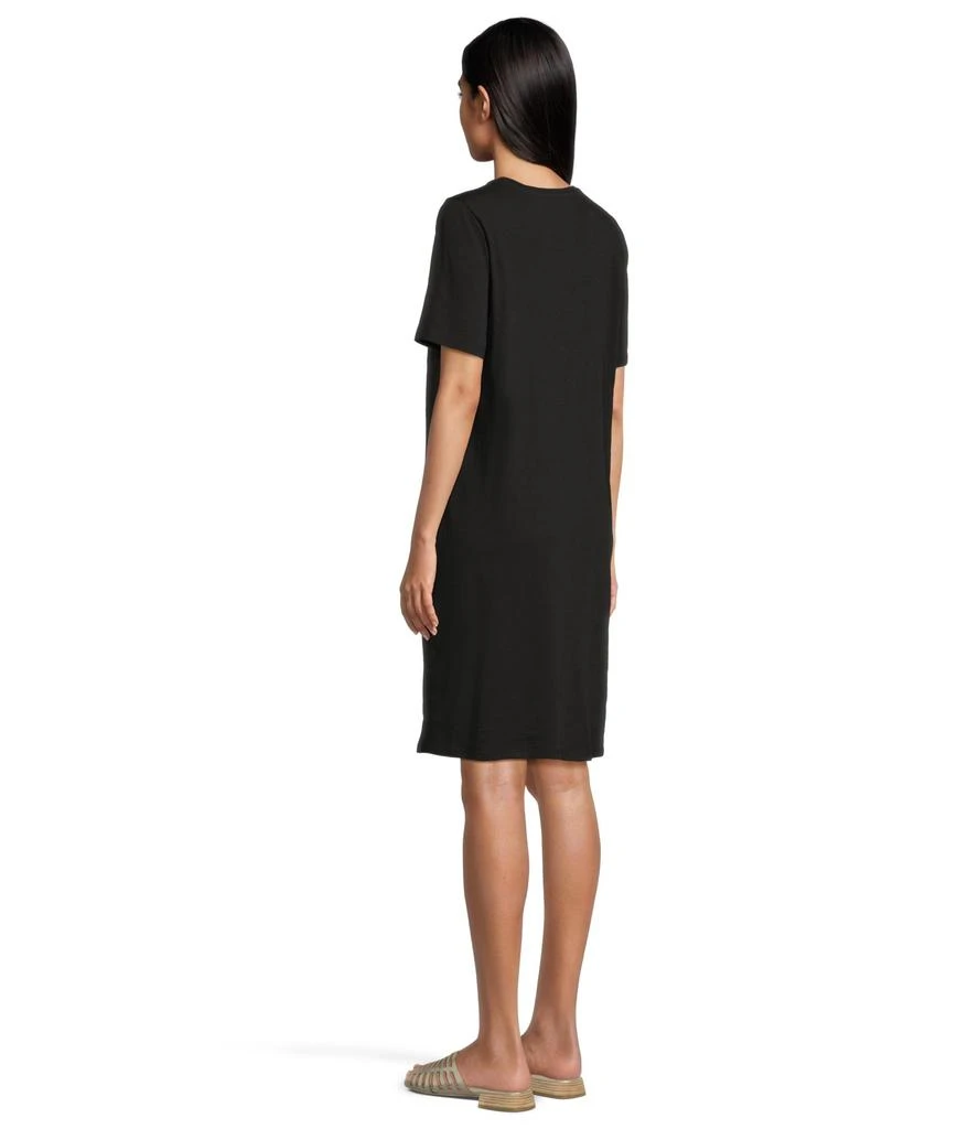 Eileen Fisher Organic Cotton Slubby Jersey Crew Neck T-Shirt Dress - Black - LG