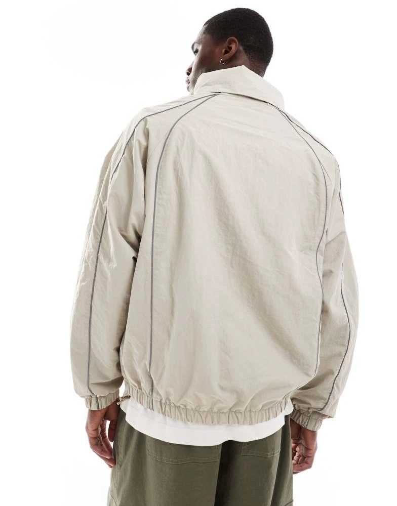 Pull&Bear Pull&Bear piped reflective windbreaker in sand 2