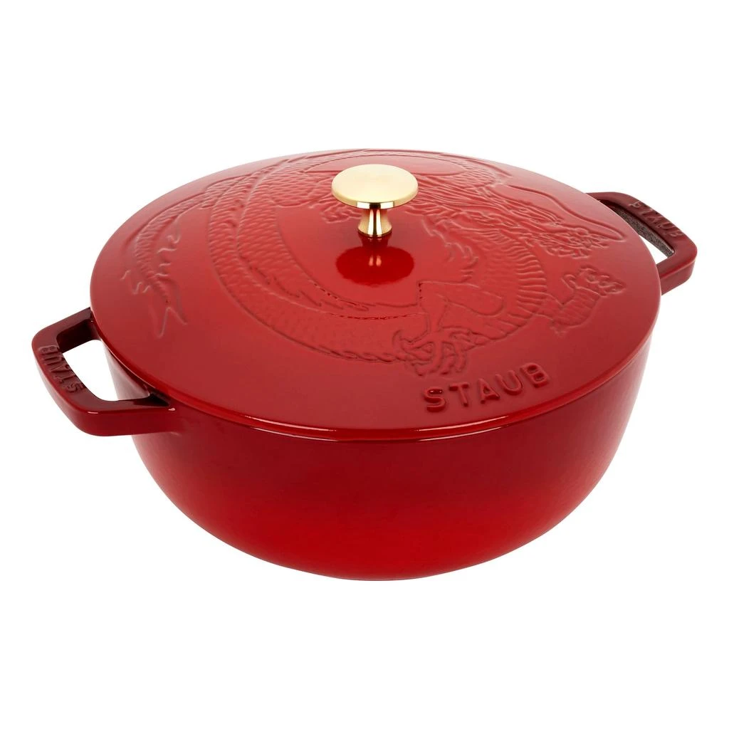 Staub Cast Iron 3.75-qt Essential French Oven with Dragon Lid - Cherry 1
