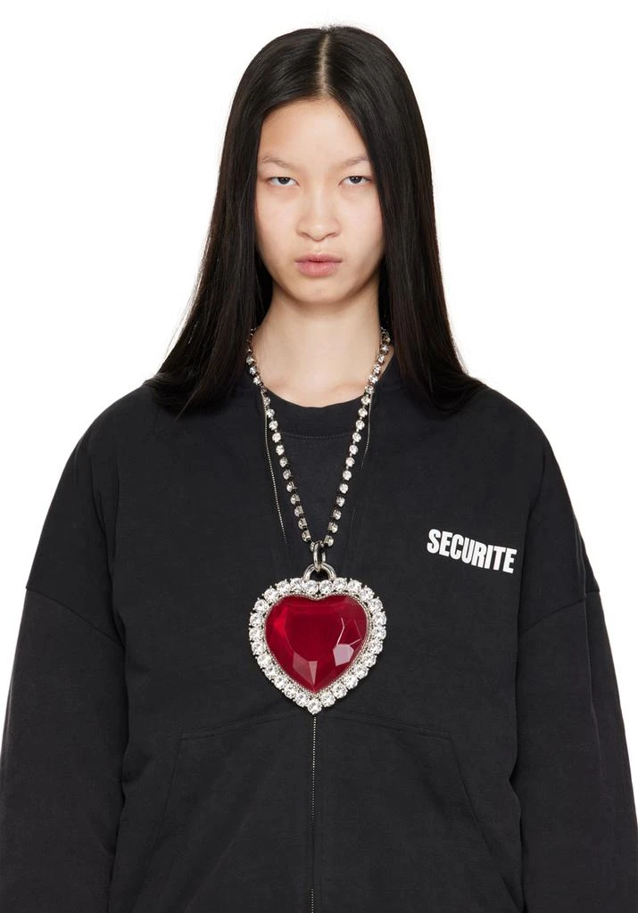 Vetements Silver Giant Crystal Heart Necklace 2