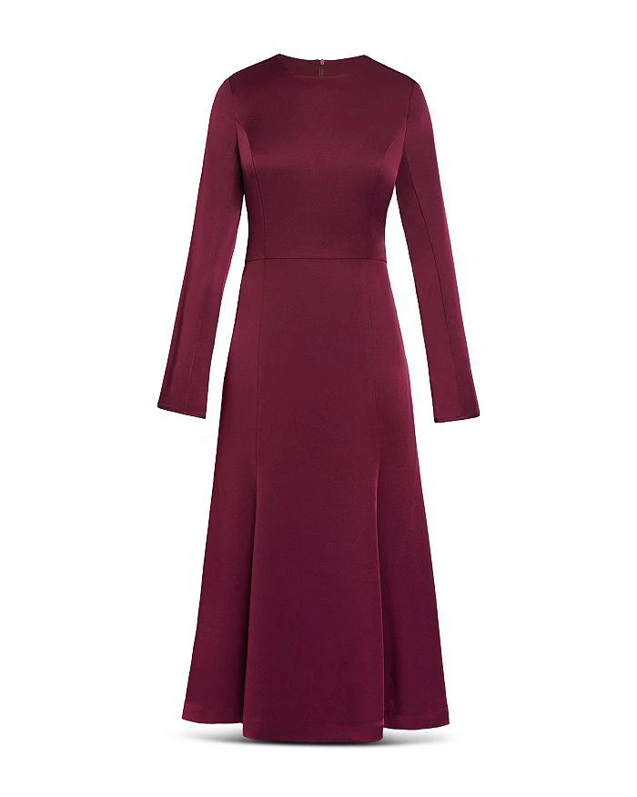 green emerald velvet dress Long Sleeve Square Neck Fit & Flare Midi Dress main image 1